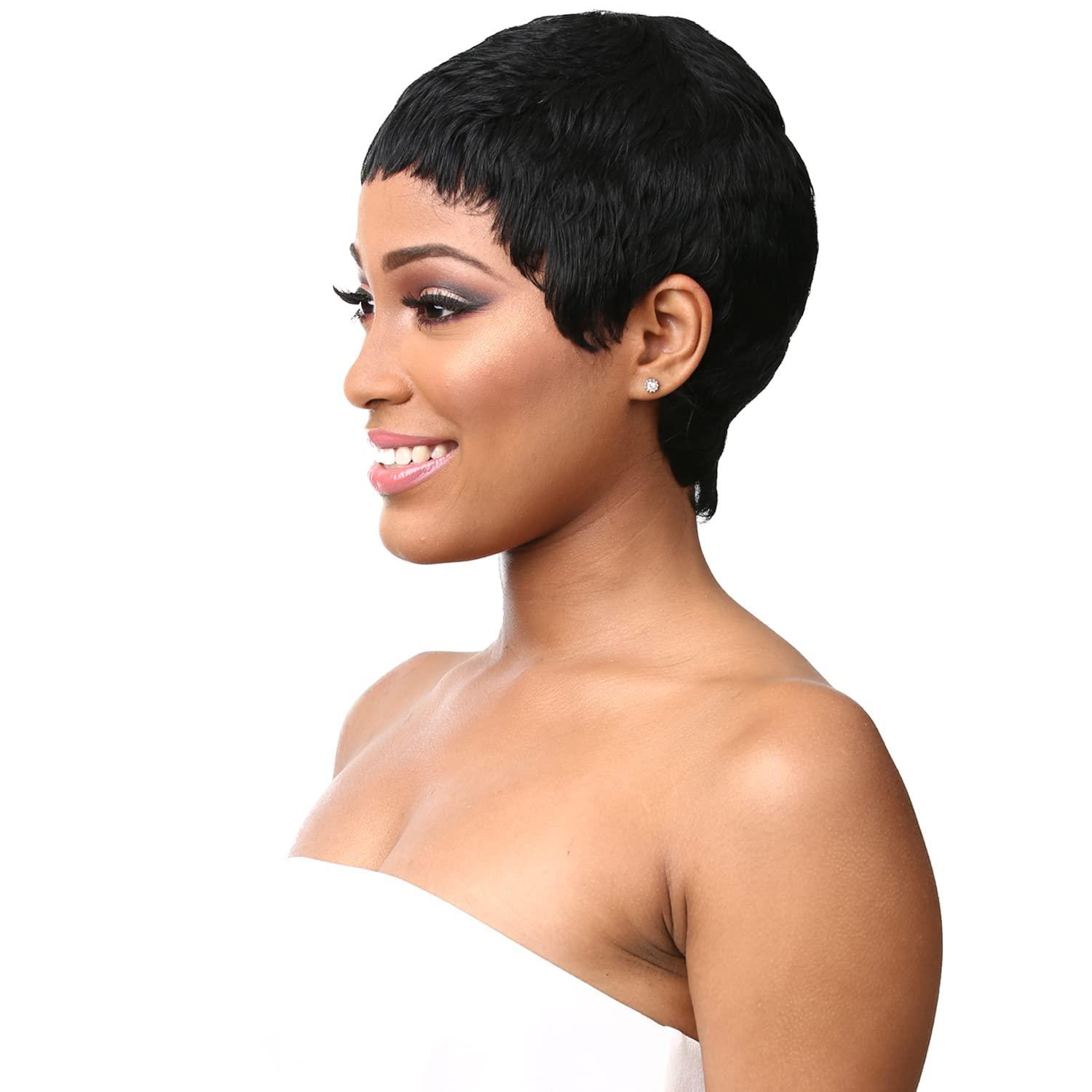 Sensationnel Sensationnel Empire human hair wig - ria celebrity inspired collections pre-styled salon cut hair (1B OFFBLACK)