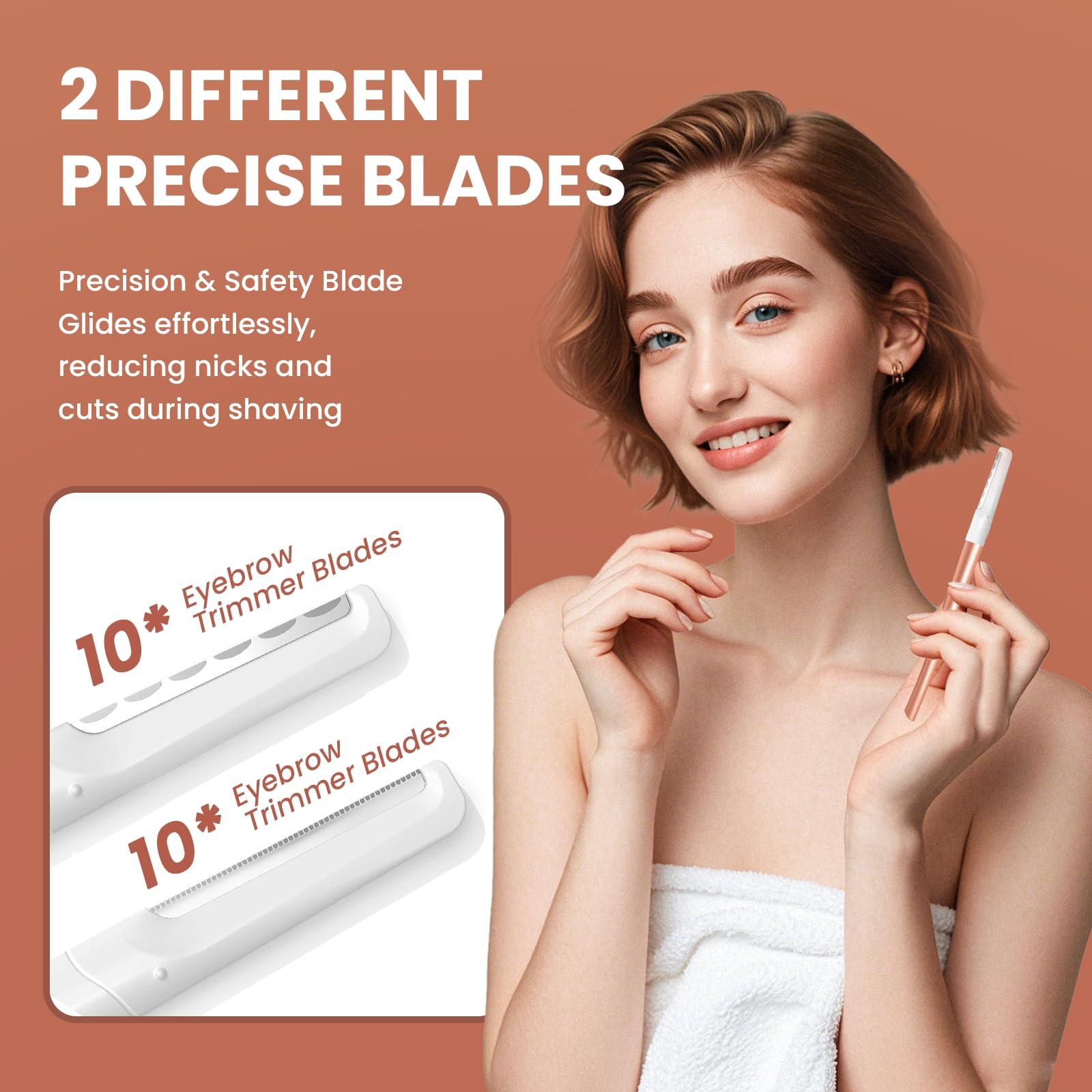 Fvrsweo Dermaplaning Tool for Face - Dermaplane Razor for Women Face with 20 Replaceable Blades - Professional Womens Face Razor Peach Fuzz - Facial Hair Removal for Women & Eyebrow Hair Removal