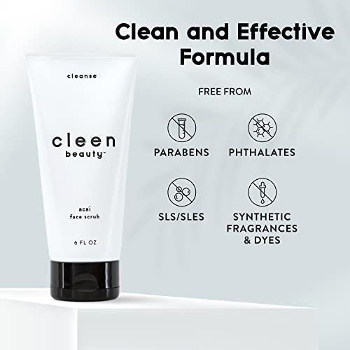 CLEEN BEAUTY Cleen Beauty Acai Face Scrub | Acai Face Exfoliator | Exfoliating Face Wash with Brazil Nut Oil & Avocado Oil | Facial Scrub - Paraben Free, SLS Free | Exfoliating Face Scrub | 6.0 Fl Oz