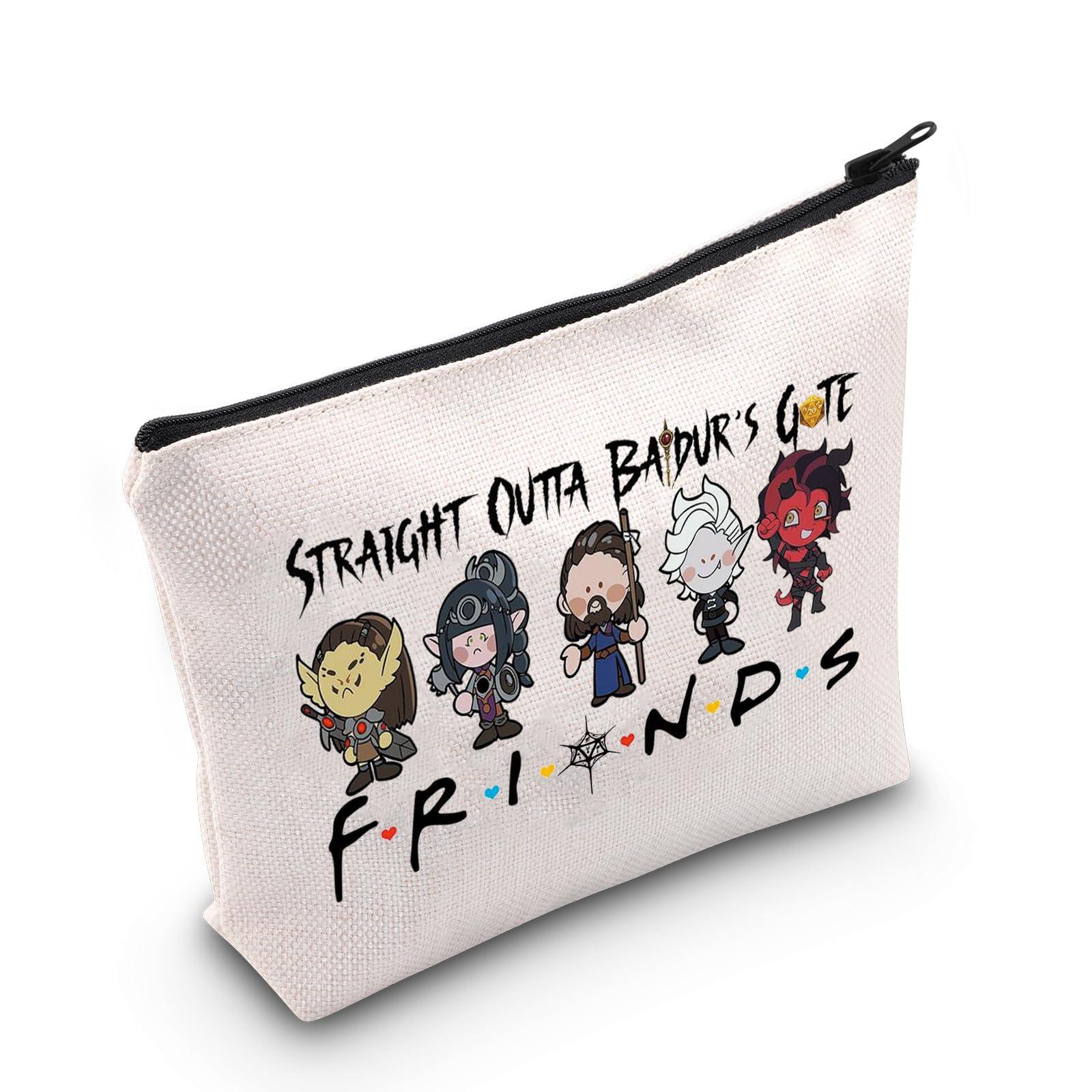 WCGXKO WCGXKO Novelty Gamer Gift Straight Outta Baldurs Gate Zipper Pouch Makeup Bag (B-Outta Baldur Gate), beige