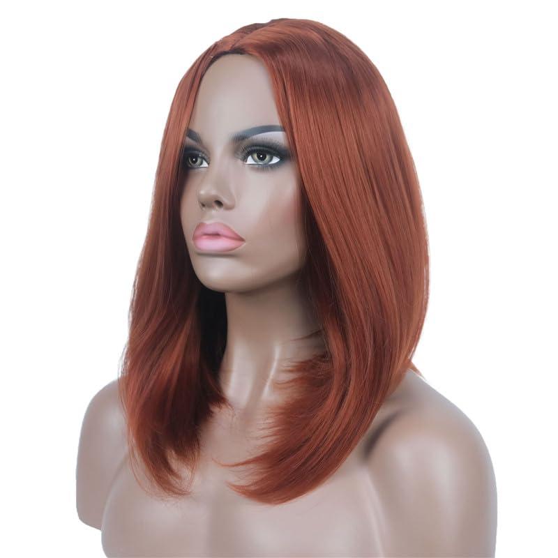 NinthAvenue Basics 18 Inches Long Bob Wig Middle Parting Heat Friendly Realistic Natural Synthetic Wig Women Hair