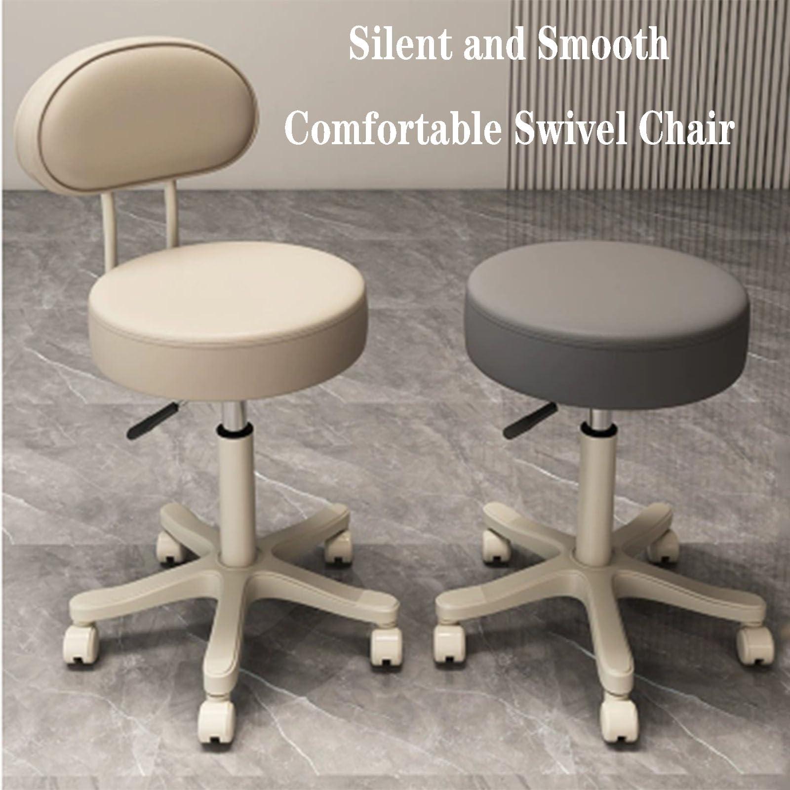 SFKLYU Rolling Stool with Back Support and Footrest Adjustable Beauty Rolling Chair Swivel Salon Stool for Salon, Spa, Massage, Tattoo,A5