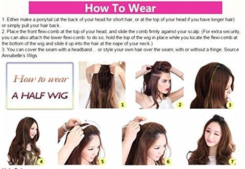 RemeeHi Remeehi Loose Body Wavy Real Human Hair 3/4 Half Wigs Clip in Half Wig Hair Piece for Women (28" 280g 8/613#)