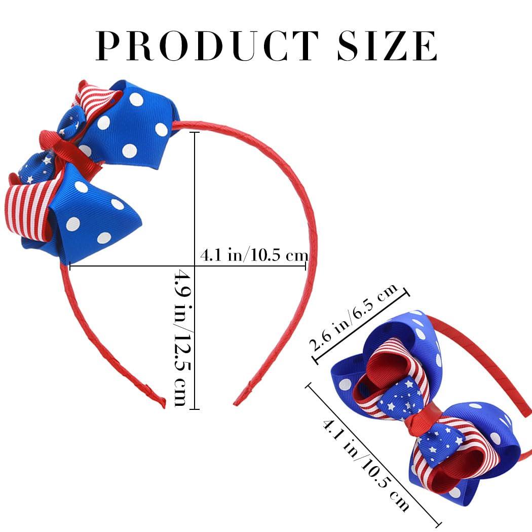 Uranian Uranian Independence Day Headbands 4th of July Headwear Patriotic Hair Bands American Flag Memorial Day Hair Accessories Red Blue White Bow Fourth of July Party Supplies for Women and Girls
