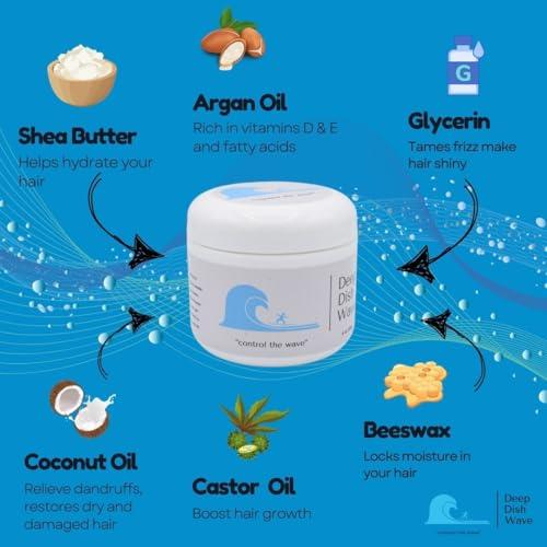 Deep Dish Wave Deep Dish Wave Pomade 100% Pure All Natural 360 Waves Hair Cream - Superior Wave Grease for Men- Wave Butter for Perfect 360 Waves 4oz