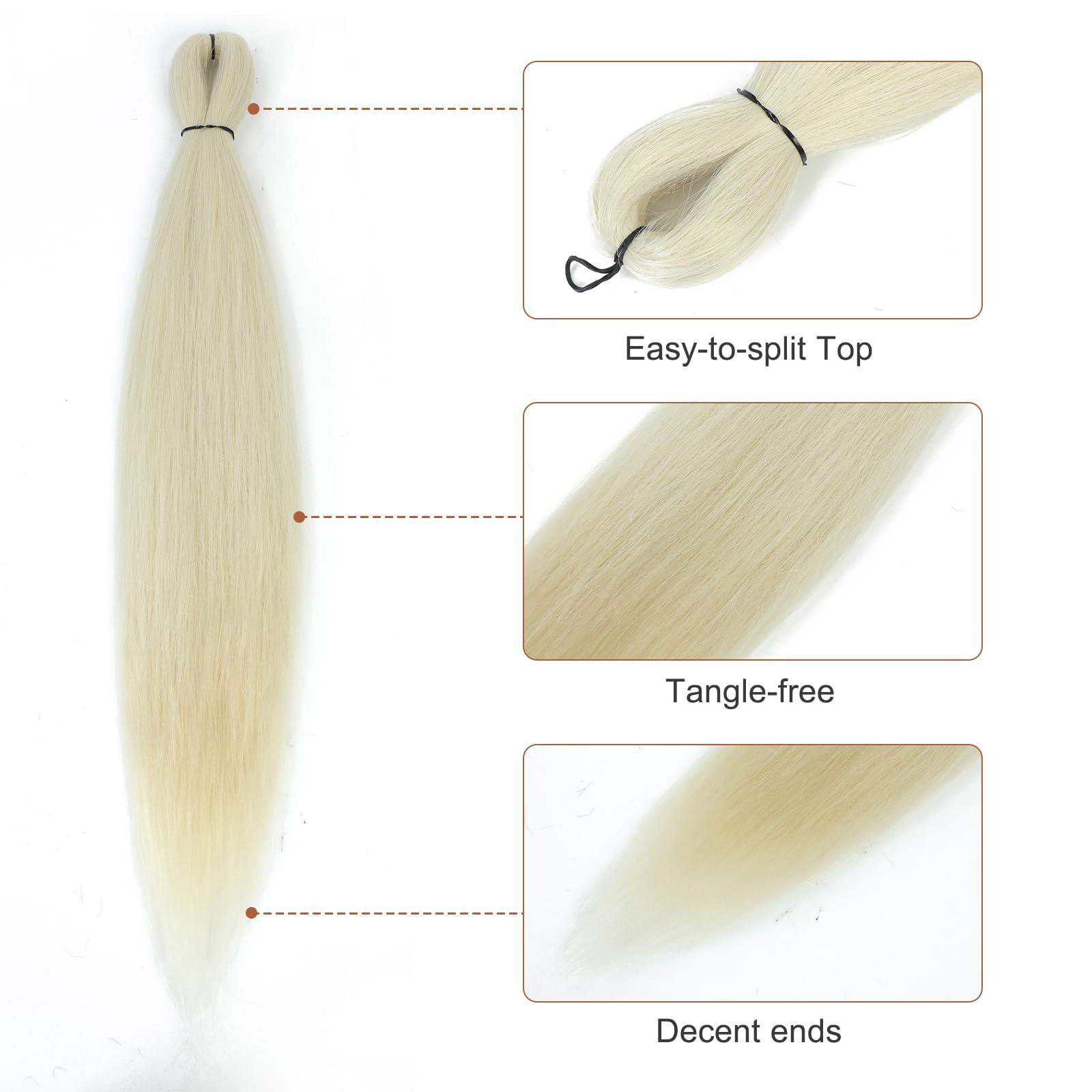 DIFUNEE DIFUNEE Pre-stretched Braiding Hair - 16 Inch 8 Packs Off-White Super Long Braiding Hair For Twist or Box Braids, Yaki Texture Hot Water Setting Synthetic Braiding Hair Extensions (16 Inch, #613-8P)