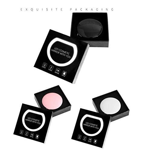 B O B O B O B O Compact Mirror Travel Makeup Mirror Small Portable 1X/3X Magnifying Cosmetic Mirror Rechargeable Lighted Round Foldable Design LED Lighted Makeup Mirror (Pink)