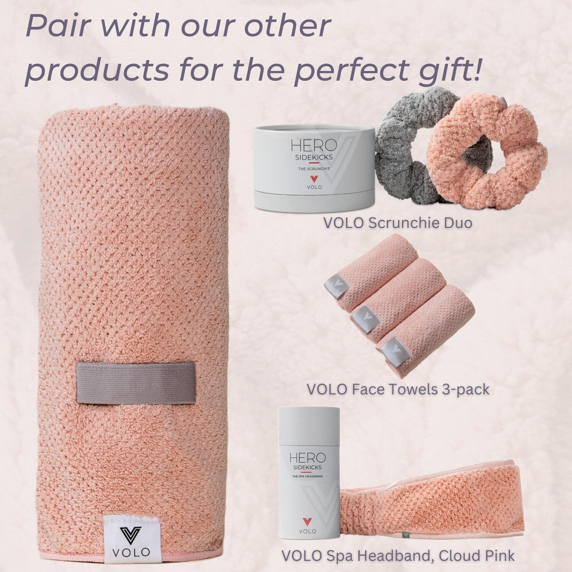 VOLO VOLO Hero Cloud Pink Hair Towel - Ultra Soft, Quick Drying, Anti Frizz & Breakage, 30% More Fabric, Snug Strap