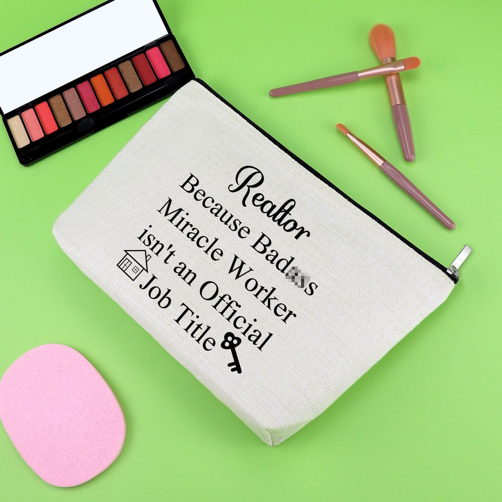 Gevody Gevody Realtor Gifts for Women Thank You Realtor Gifts Closing Makeup Bag Real Estate Agent Cosmetic Bag Appreciation Present for Seller Salesperson Broker Christmas Birthday Travel Cosmetic Pouch