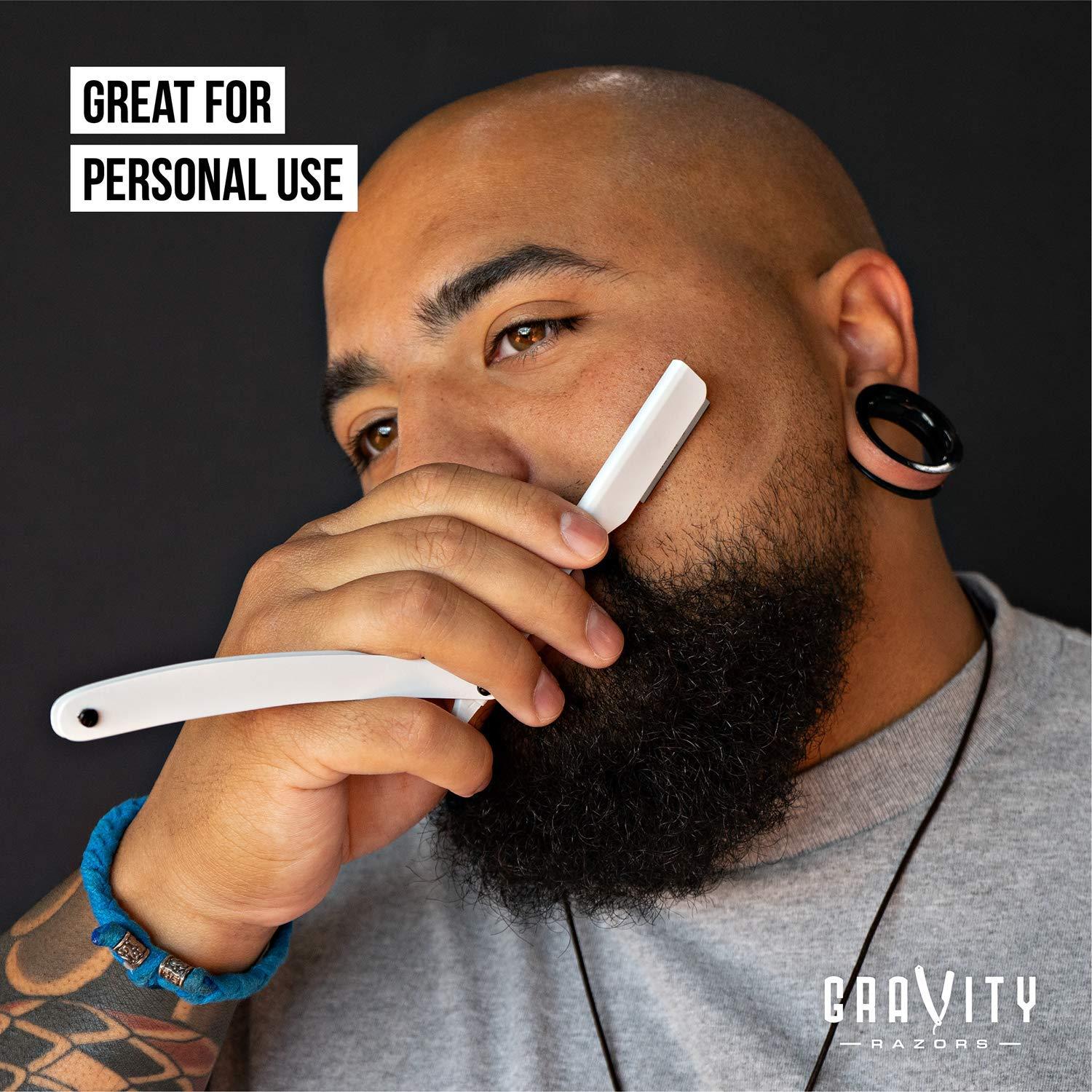 GRAVITY RAZORS Professional Straight Razor Bundle - Stainless Steel Straight Razor Kit with 20 Gravity Premium Blades (Apollo13, Old Testament)