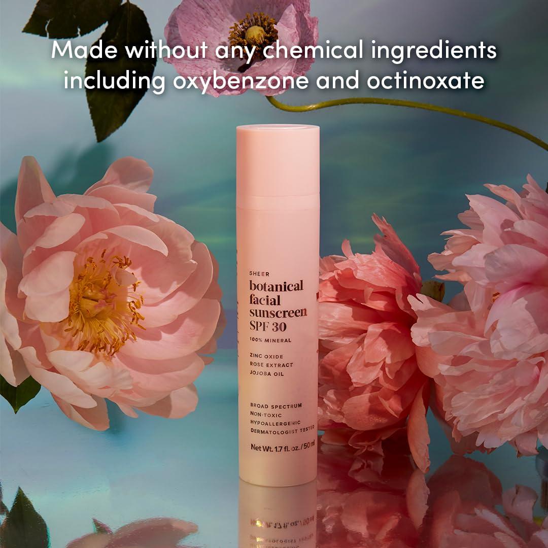 Evereden Evereden Sheer Botanical Face Sunscreen SPF 30 1.7 fl oz. | 100% Non-Nano Mineral Sunscreen Face Formula with Zinc Oxide | Soothing & Nourishing | Clean & Non-Comedogenic | FSA Eligible