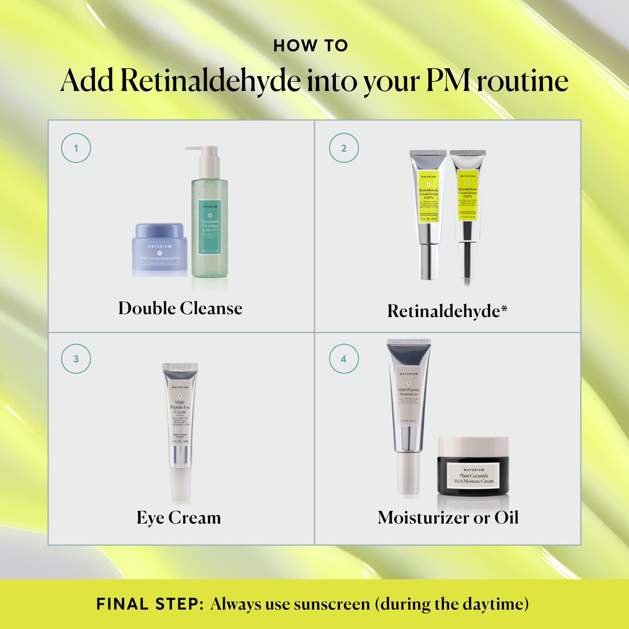 Naturium Naturium Retinaldehyde Cream Serum 0.10%, Advanced Anti-Aging & Smoothing Potent Face & Skin Care, 1.7 oz