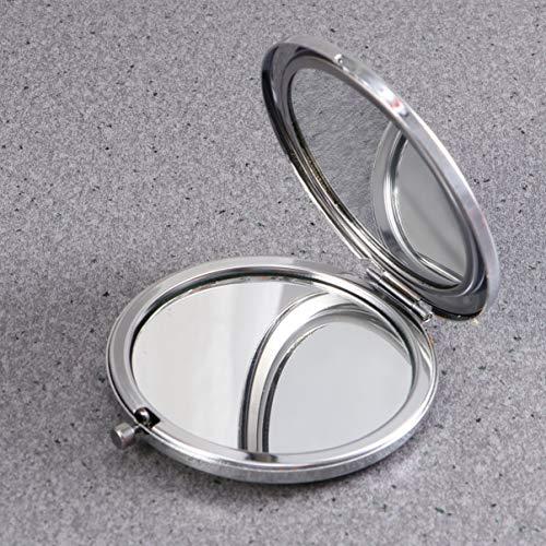 LALAFINA LALAFINA 1pc Bling Compact Mirror Pocket Rhinestone Makeup Mirror Double-Sided Cosmetic Mirror Round Folding Mirror for Women Travel Daily Use, White