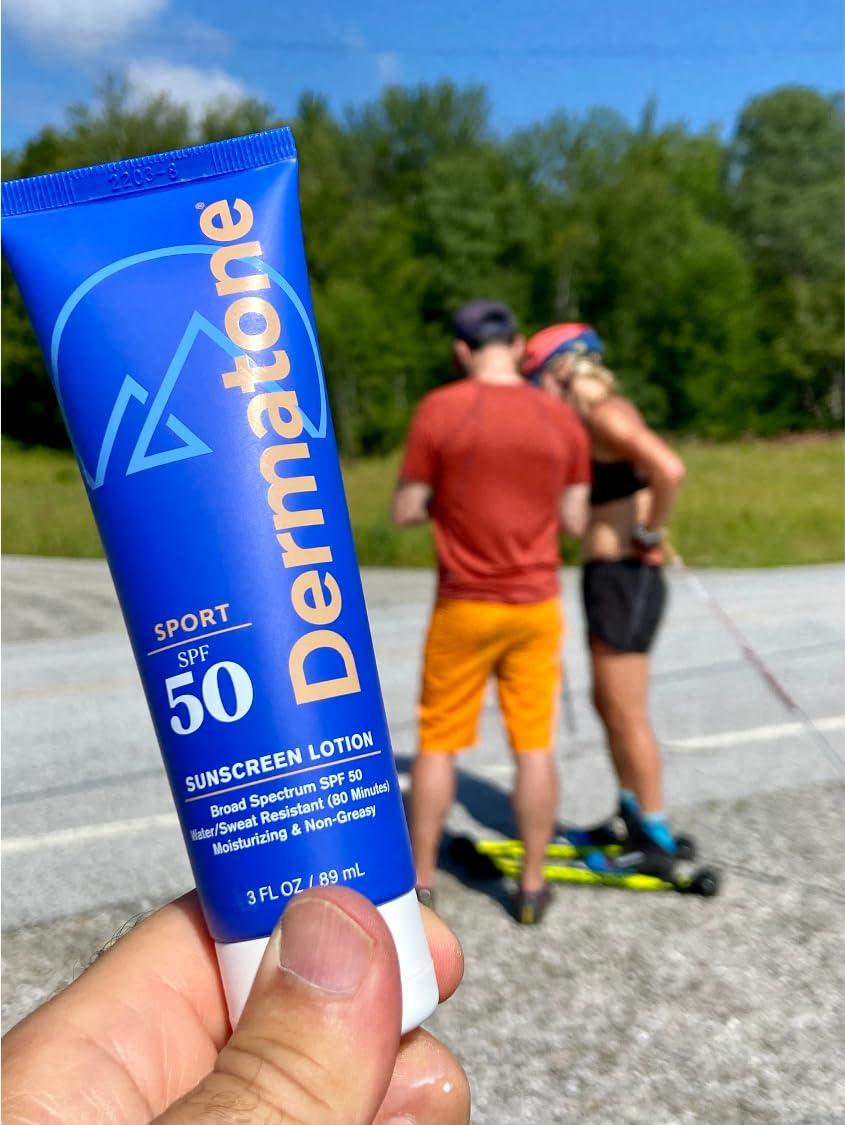 DERMATONE Dermatone Sport Sunscreen Lotion SPF 50 | Water Resistant (80 min), Oxybenzone and Octinoxate Free Sunscreen for Body and Face | Moisturizing Broad Spectrum UVA/UVB Protection SPF Lotion | 3oz