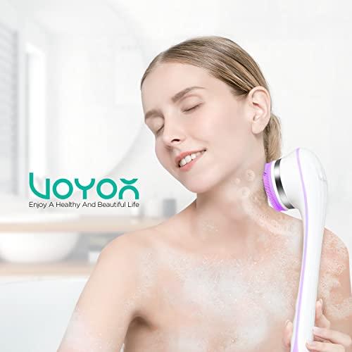 VOYOR VOYOR Electric Body Brush Back Scrubber for Shower Rechargeable Exfoliating Bath Brush Powered Shower Brush with Non-Slip Long Handle Deep Cleansing, Exfoliation, Massaging Spin Brush BC100 (Purple)