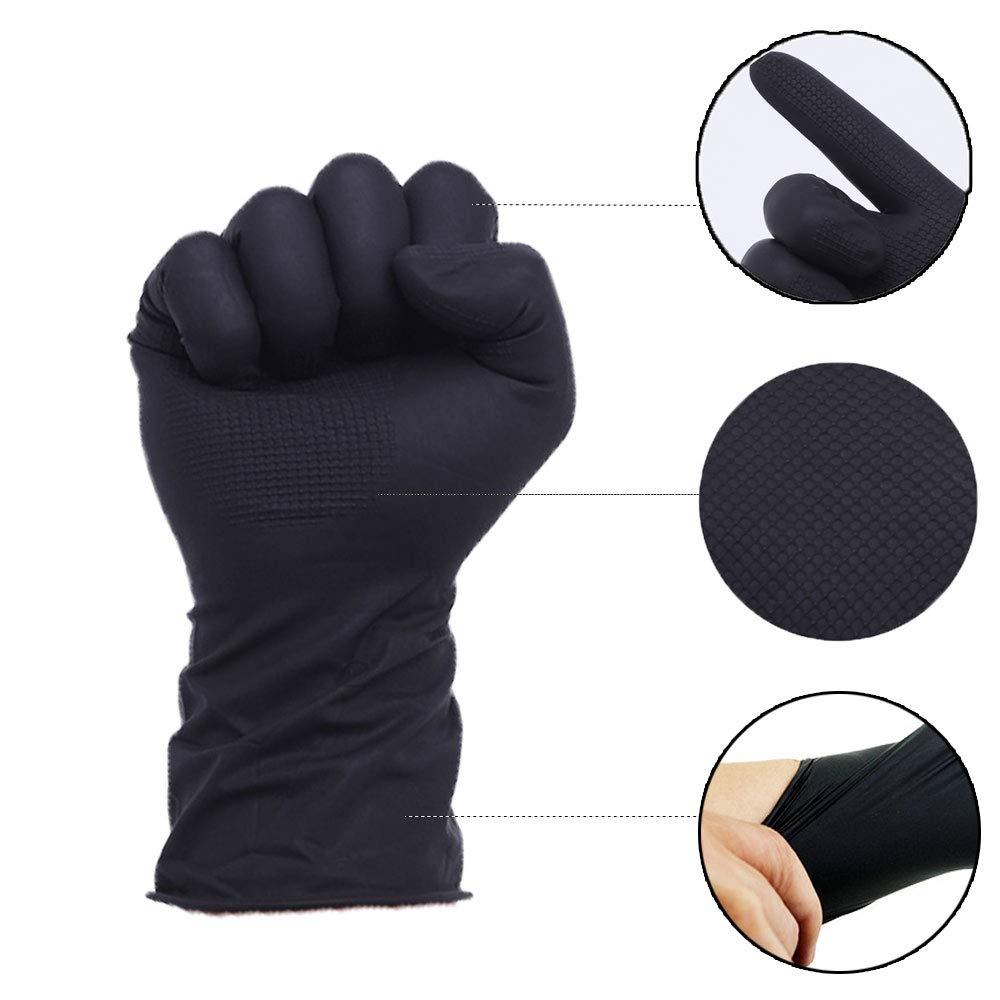Yebeauty Yebeauty Hair Dye Gloves, Hair Salon Gloves Hair Dyeing Latex Gloves for Hair Colouring Reusable Non-slip Gloves, 4 Pairs, Large (Black)