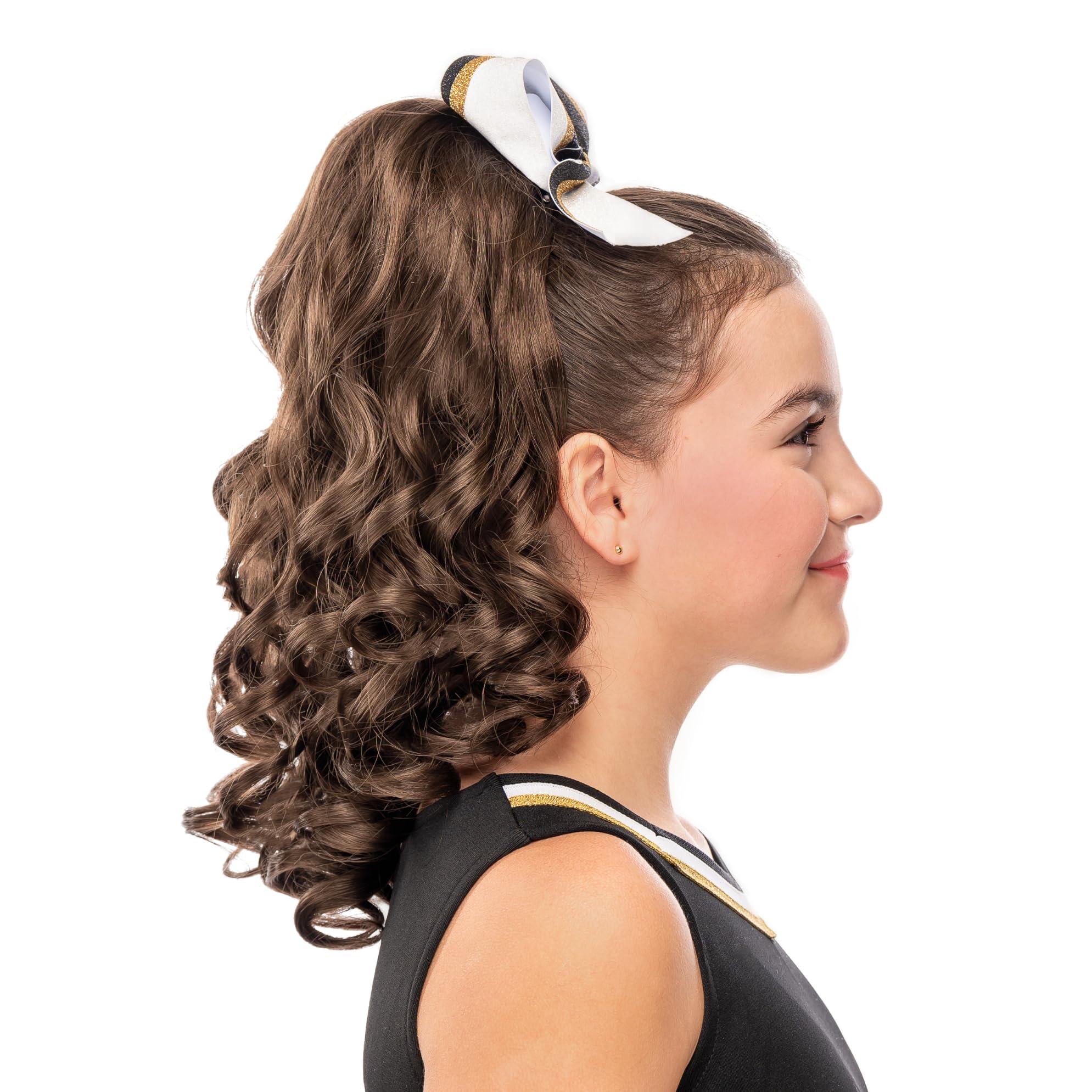 Girly Curls Girly Curls Curly Cheerleader Hairpiece for Cheer and Dance… (Apricot)
