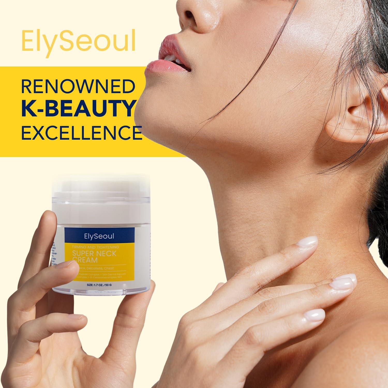 ElySeoul ElySeoul Korean Neck Cream for Firming & Tightening: Neck & Chest Anti-Aging Treatment for Crepey Sagging Skin & Wrinkles - Women & Men Turkey Neck Perfecting, 1.7 oz