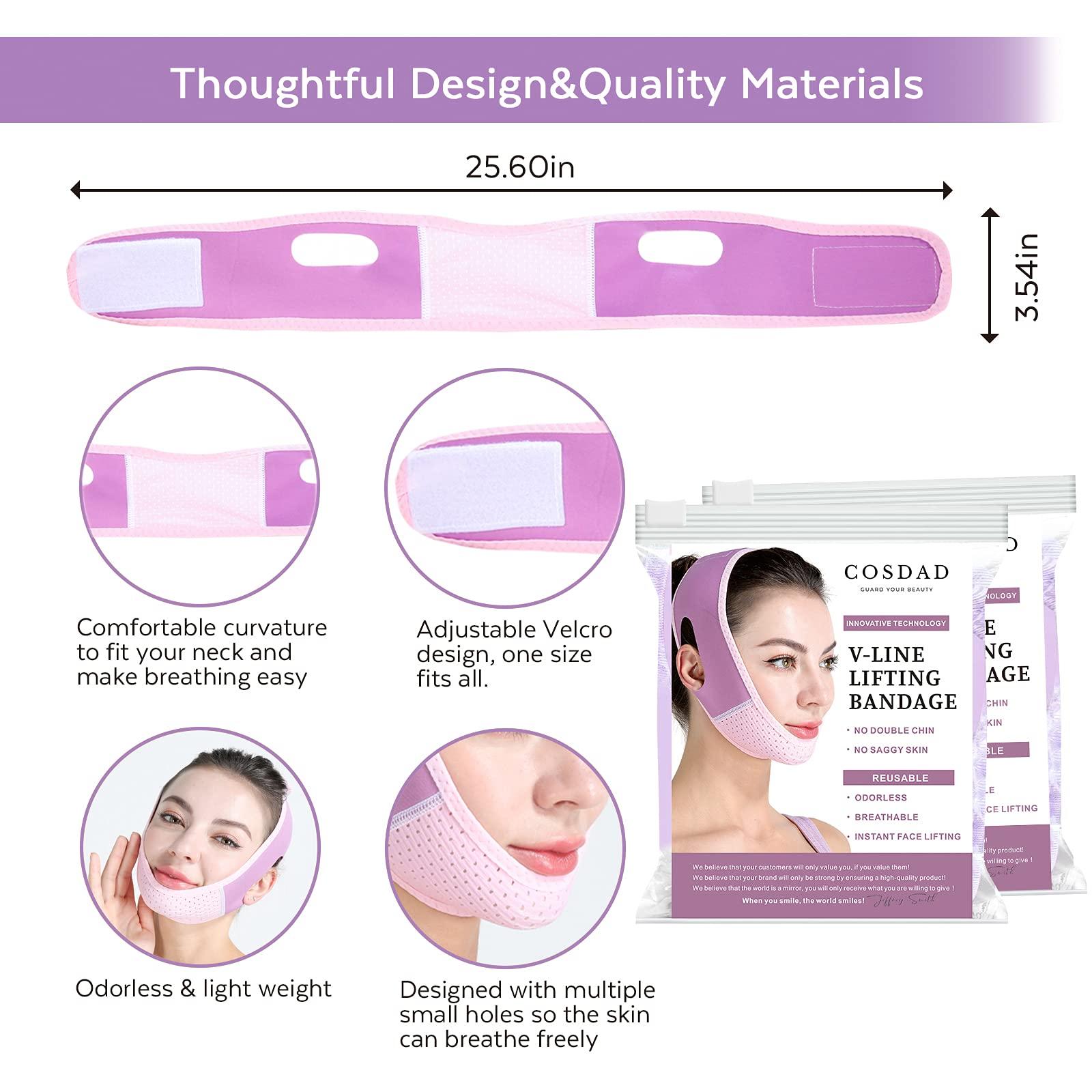 COSDAD COSDAD Reusable Double Chin Reducer Chin Strap Face Slimming Strap Face Slimmer Shaper for Women,Breathable Comfortable V Line Lifting Mask,Innovative Lifting Technology,One Fits All,Purple