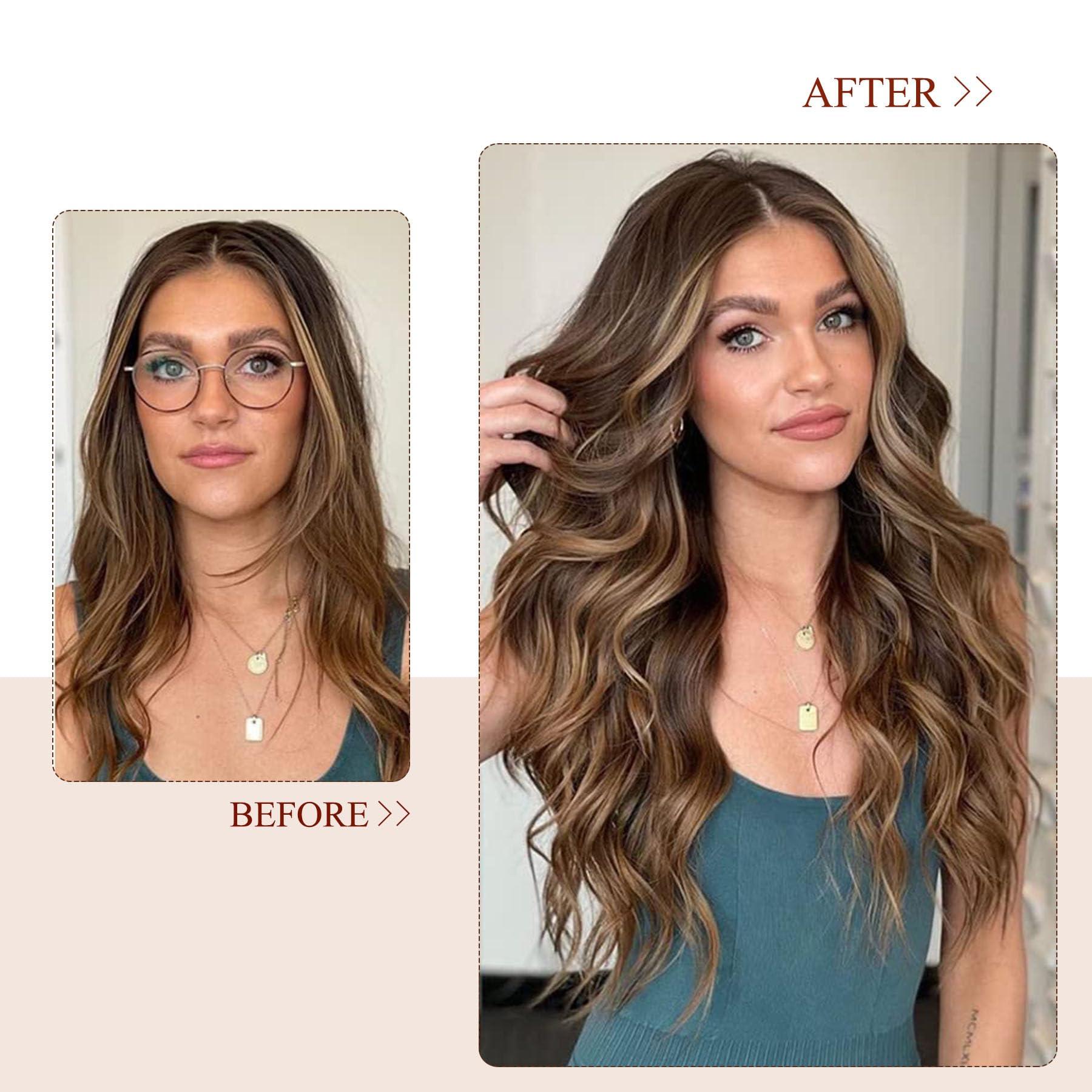 Blonlier Burgundy Clip in Hair Extensions, Clip in Hair Extensions Human Hair 70G 7PCS Long Wavy Curly Clip in Hair Extensions for Women 18 Inch Long Remy Real Hair Hairpieces for Daily Party Use