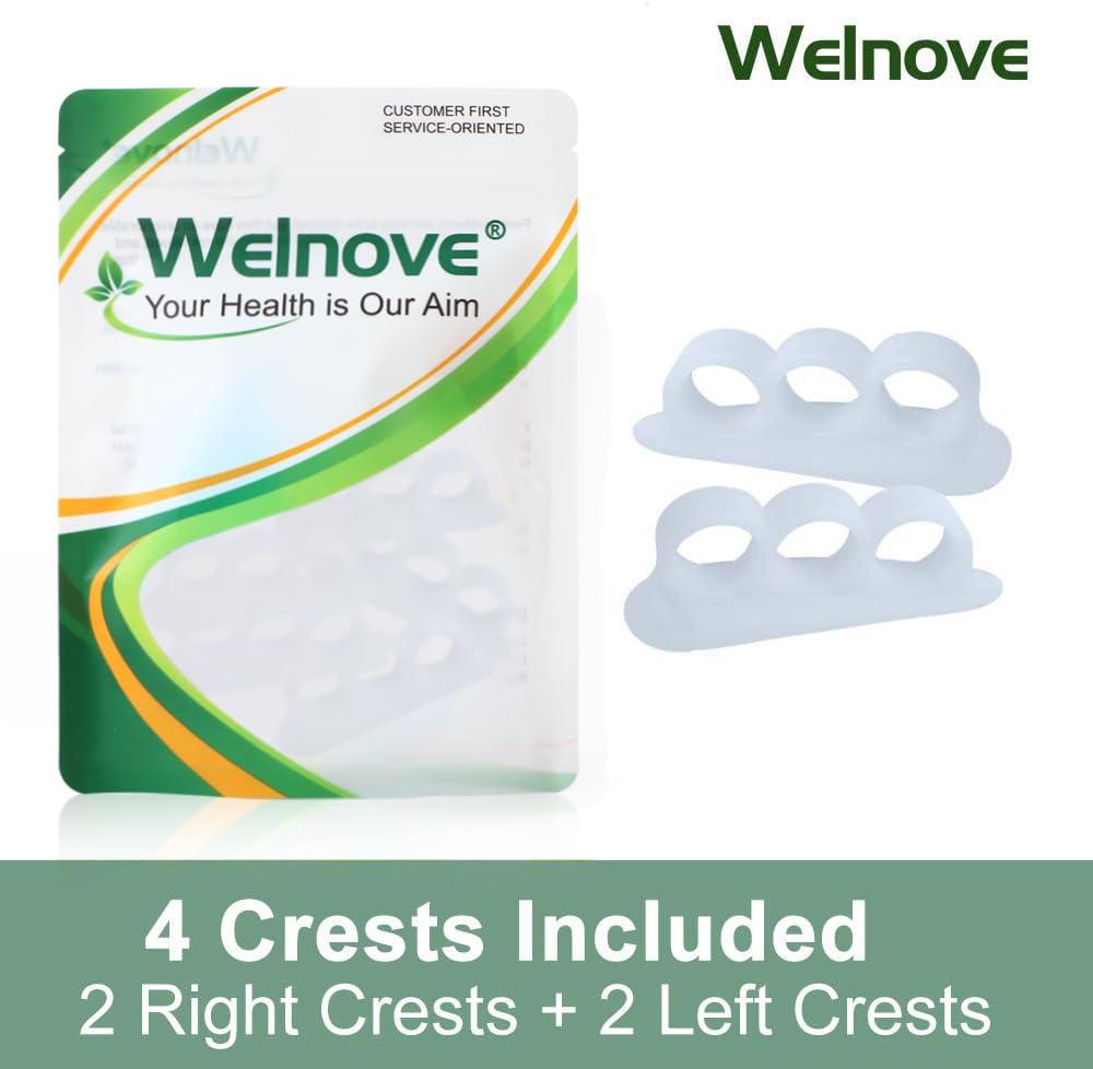 Welnove Welnove Hammer Toe Crests Straightener 4 Pcs Gel Toe Support Pads Cushion(3 Loops White) Relief for Overlapping-Curled-Hammer-Claw Toes