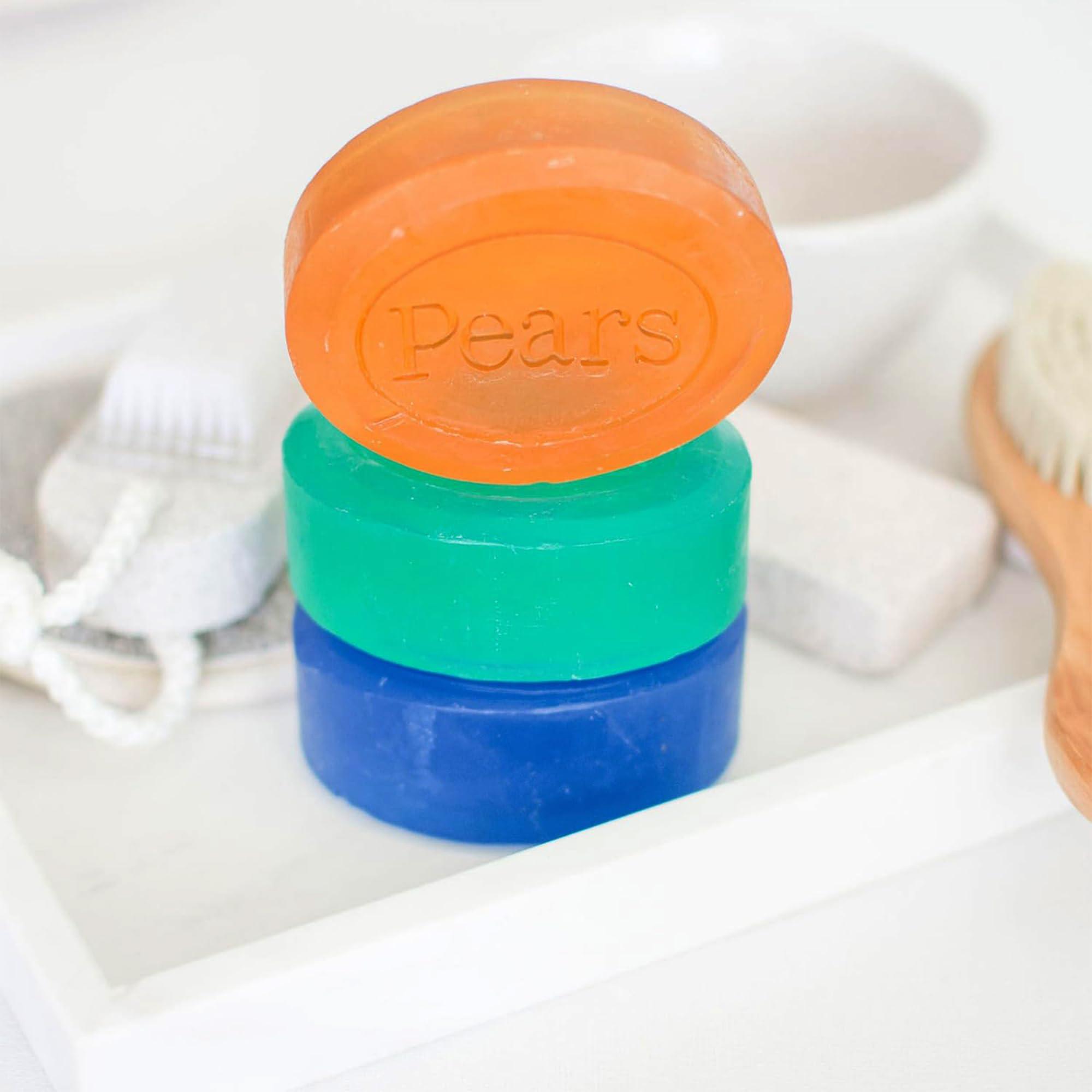 PEARS PEARS Soap, Face & Body Soap, Amber Pure & Gentle Transparent Bar Soap, Moisturizing Glycerin Soap with Natural Oils for Pampered, Glowing Skin, 4.4 Oz (Pack of 12)