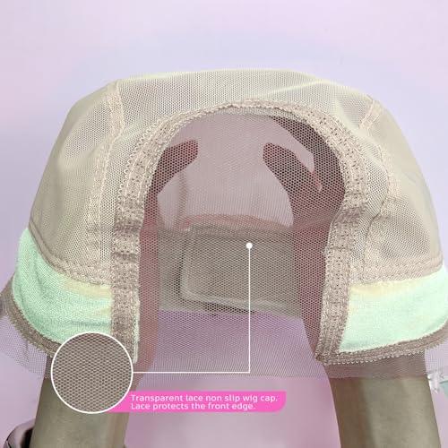 LAB HAIRS LAB HAIRS Wig Cap with Grip Band for Keeping Wigs in Place, More Full Cap-wide Transparent Lace for Lace Front Wigs - Brown/Black/Nude Non Slip Cap Make Your Wig Be Glueless (Nude-M)