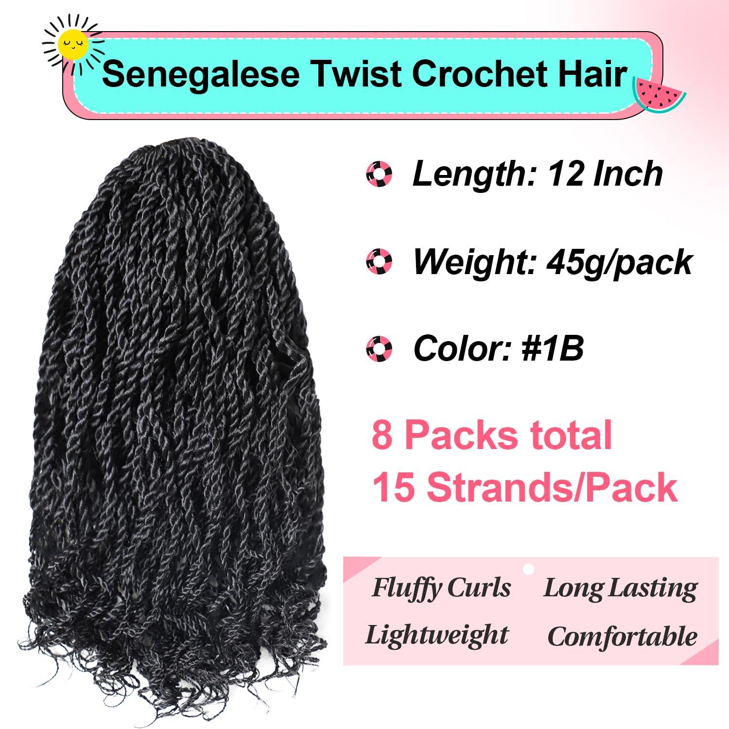 VIOLET Senegalese twist crochet hair 12 inch&18 inch (1B)