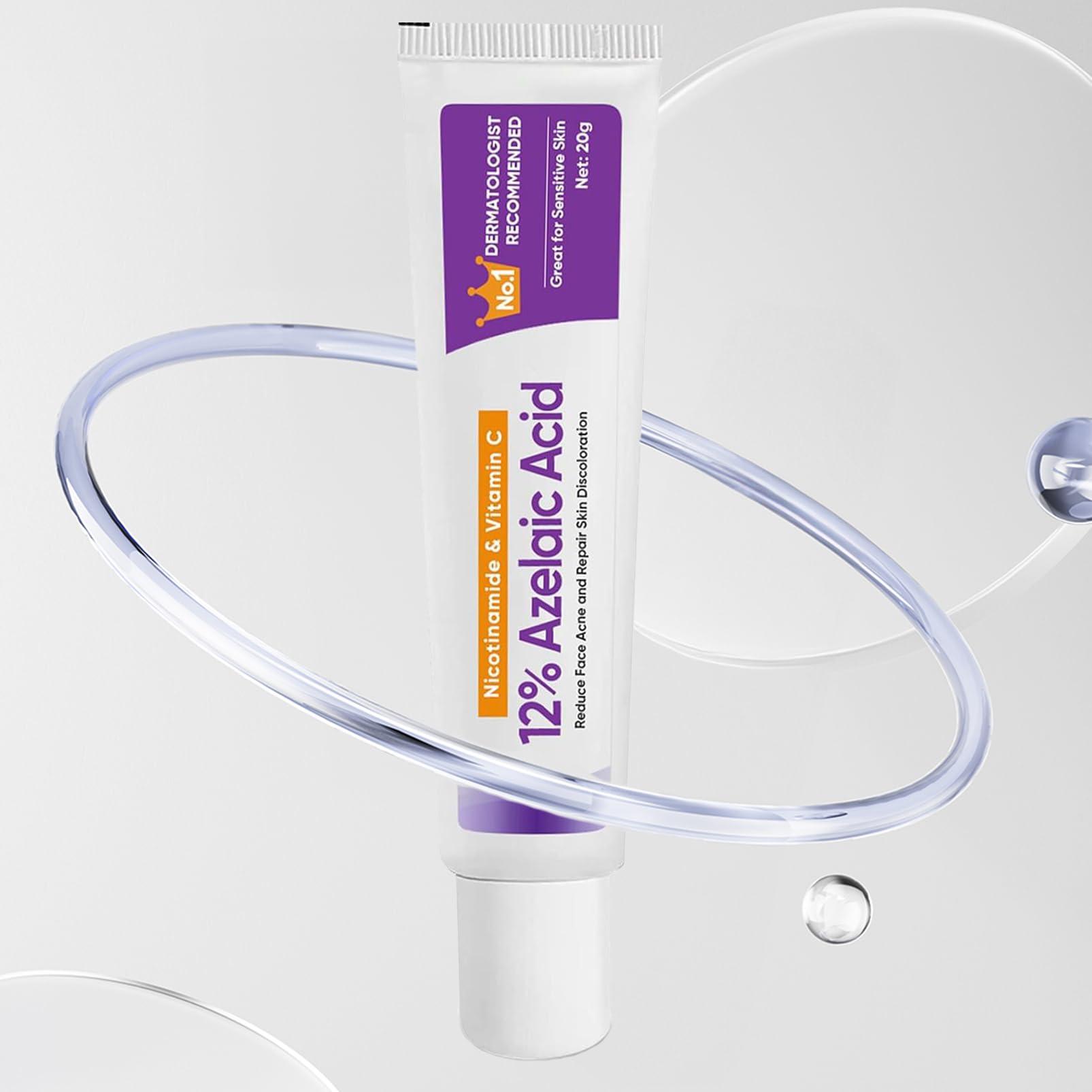 ISHERBIN Azelaic Acid Serum, Booster 12% Azelaic Acid Cream, Niacinamide & Vitamin C for Face, Facial Cream, Balance Excess Sebum,Smoothing Skin and Blemish,Pore Cleansing 1pcs