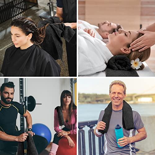 Shimeyao 48 Pack Bleach Proof Salon Towels Microfiber Absorbent Towels Bleach Resistant Hair Towel Quick Dry Hand Towels Bulk for Gym Bath Spa Home Hair Drying, 16 x 27 Inches (Black)