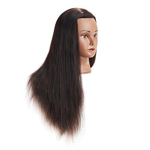 training head 24"-26" 100% Human hair Mannequin head Training Head Cosmetology Manikin Head Doll Head with free Clamp (Black Hair)