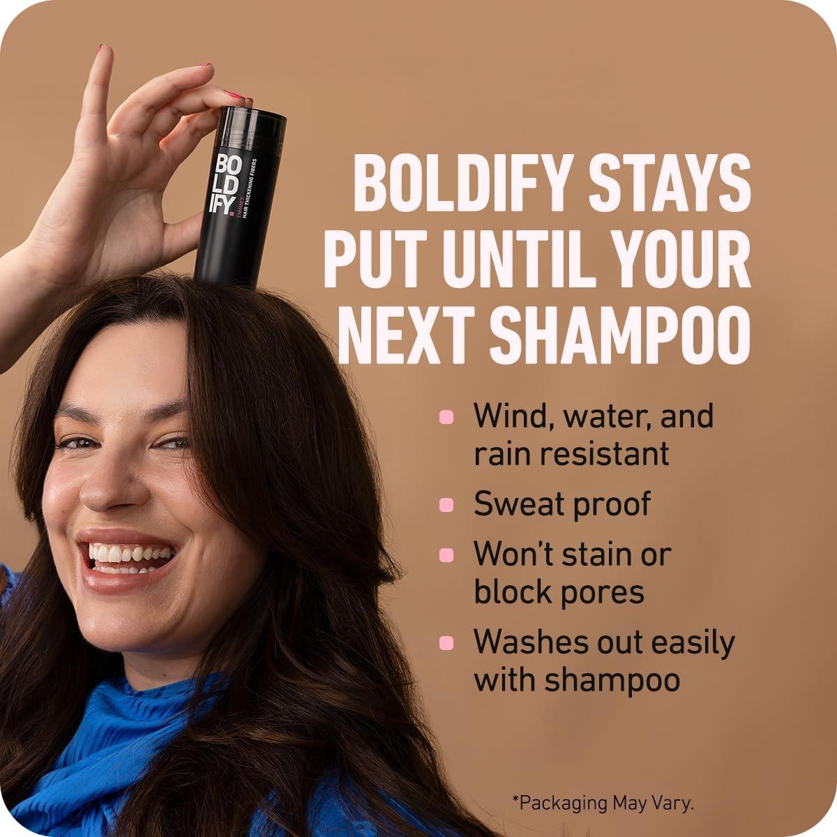 Boldify BOLDIFY Hair Fibers (56g) - Fill In Thinning and Fine Hair for an Instantly Fuller, Thicker Look - 14 Shades for Women & Men - Black
