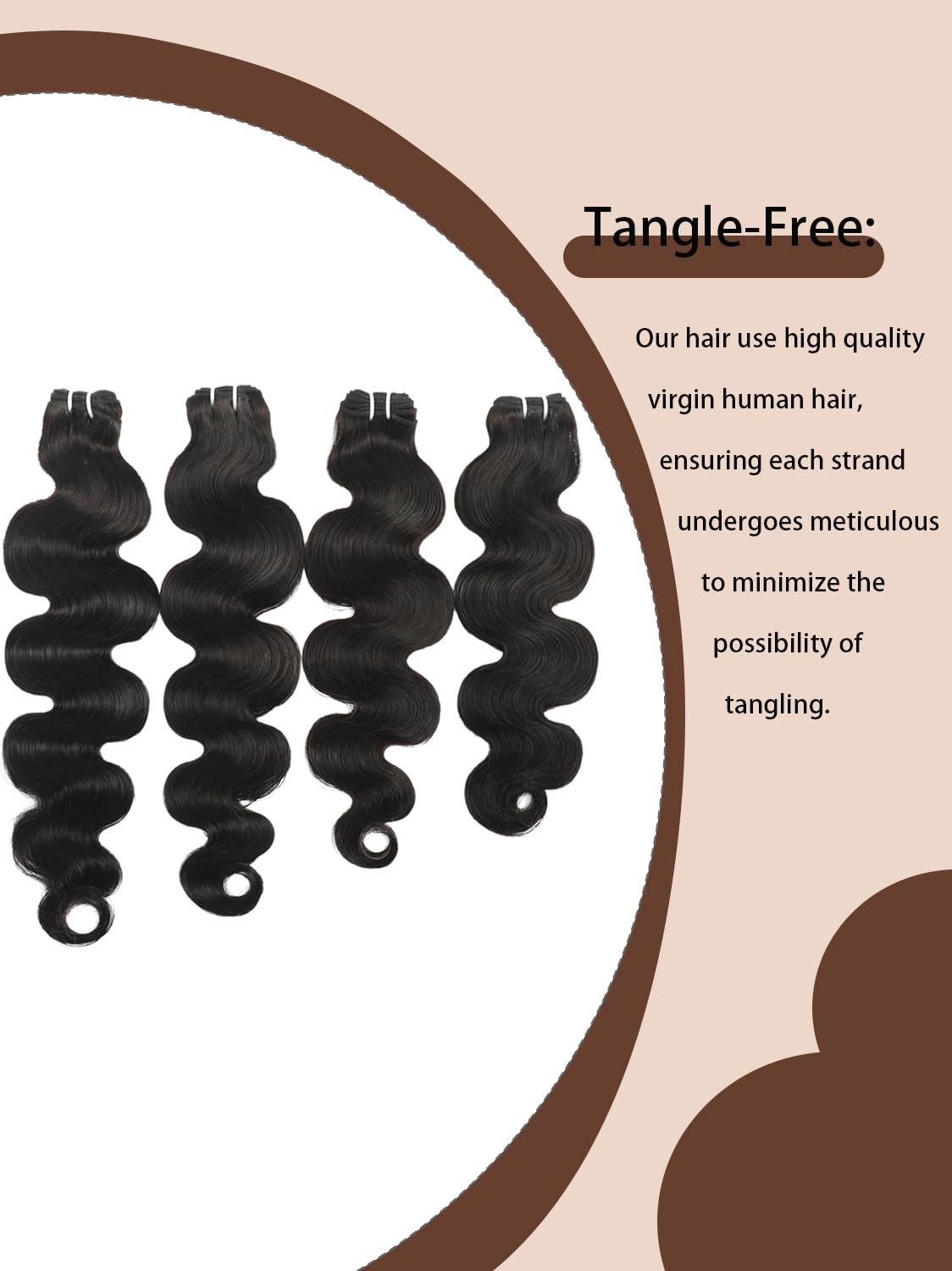 YNiSew Human Hair Bundles 24 26 28 30 Inch Brazilian Body Wave Bundles Human Hair Bundles Deals Human Hair Weave 4 Bundles Wavy Natural Black YNiSew