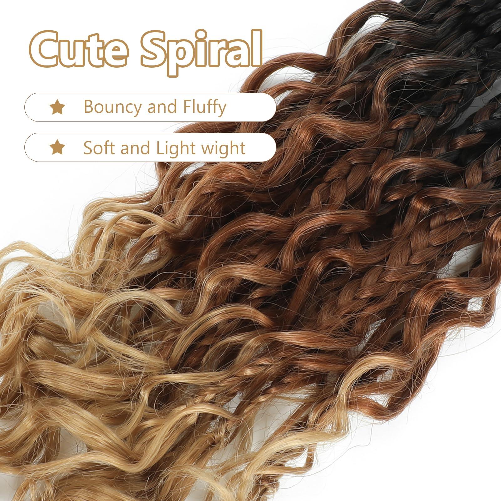 FIRSTCYH HAIR 8 Packs Boho Braids Crochet Hair-12 Inch Crochet Box Braids- Bohomian Box Braid Crochet Hair Synthetic Braiding Hair Goddess Box Braids Crochet Hair for Black Women(1B/30/27)