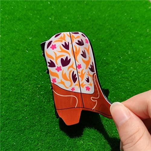Generic Hair Claw Clip Creative Cowboy Hat Cowboy Boots Acrylic Grab Clip Flower Leopard Print Lips Geometric Shape Shark Clip Female Hair Accessories(G)