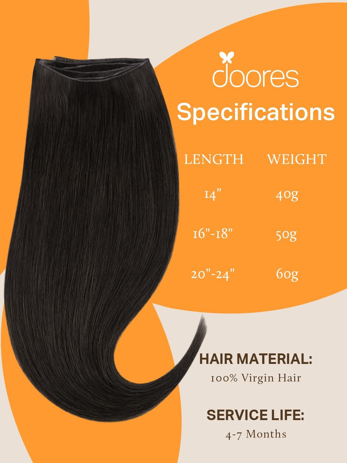 DOORES DOORES Sew in Hair Extensions Weft Hand Tied Hair Extensions, 18 Inch Dark Brown 50g, Sew in Hair Extensions Bundles