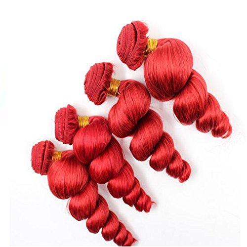 Ruma Hair Ruam Hair 8A 3/4Pcs Full &Thick Red Malaysian Loose Wave Curly Virgin Human Hair Weave Weft Extensions 3/4 Bundles Lot 100G/Pc Mixed Lengths 10-30'' Stock (24 24 24 24)