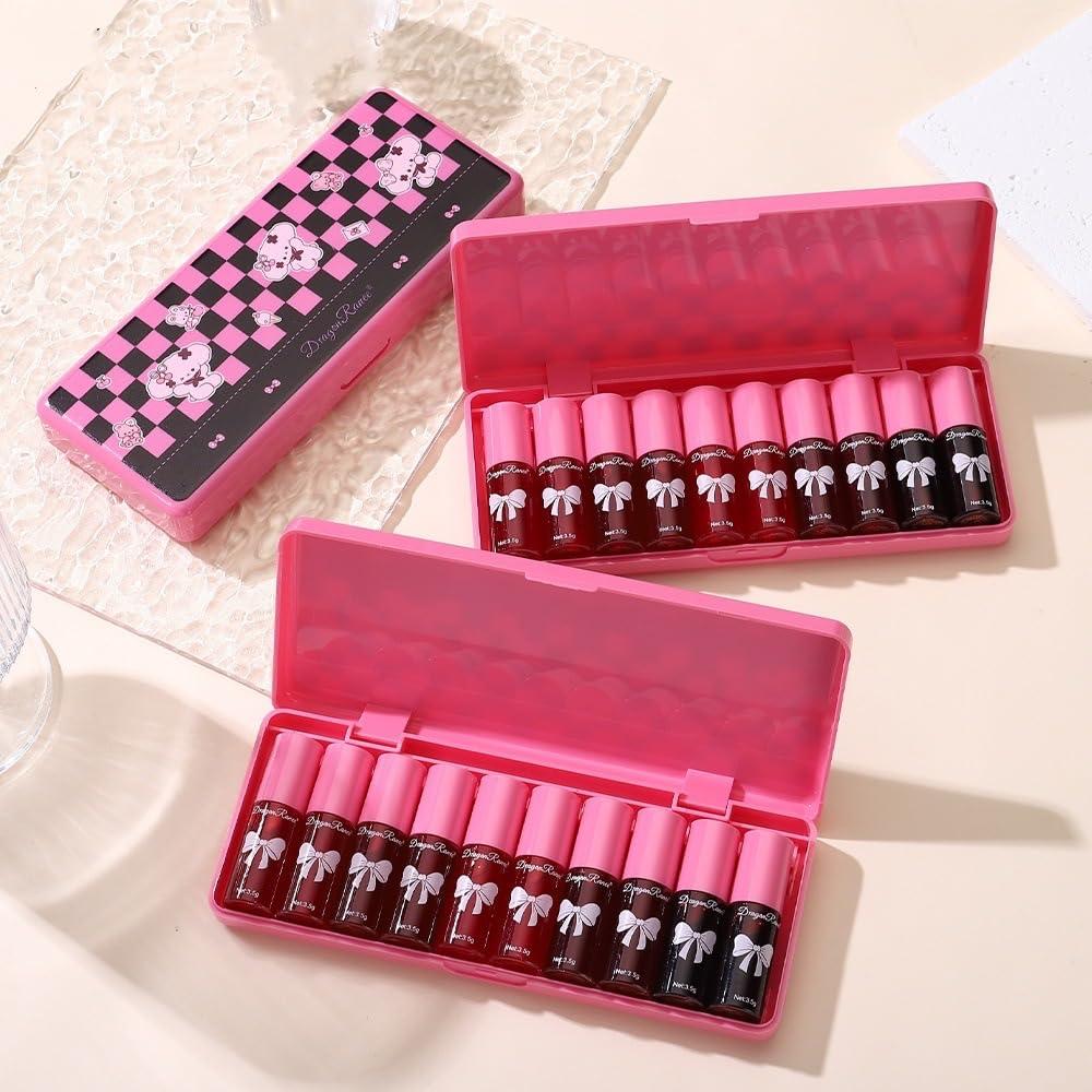 MYUANGO 10 Colors Lip Tint, Color Tinted Lip Stain, Moisturizing Lip Balm Liquid Lipstick Makeup Hydrating Long Lasting Lip Gloss Multi-Use Lip Cheek Face Tint