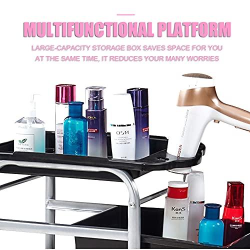 ZJING ZJING Salon SPA Beauty Rolling Trolley Cart, Storage Organizer Drawers, Hairdressing Tool Station Mobile Makeup Cases, Hair Salon Cart W/Hairdryer Holder,P