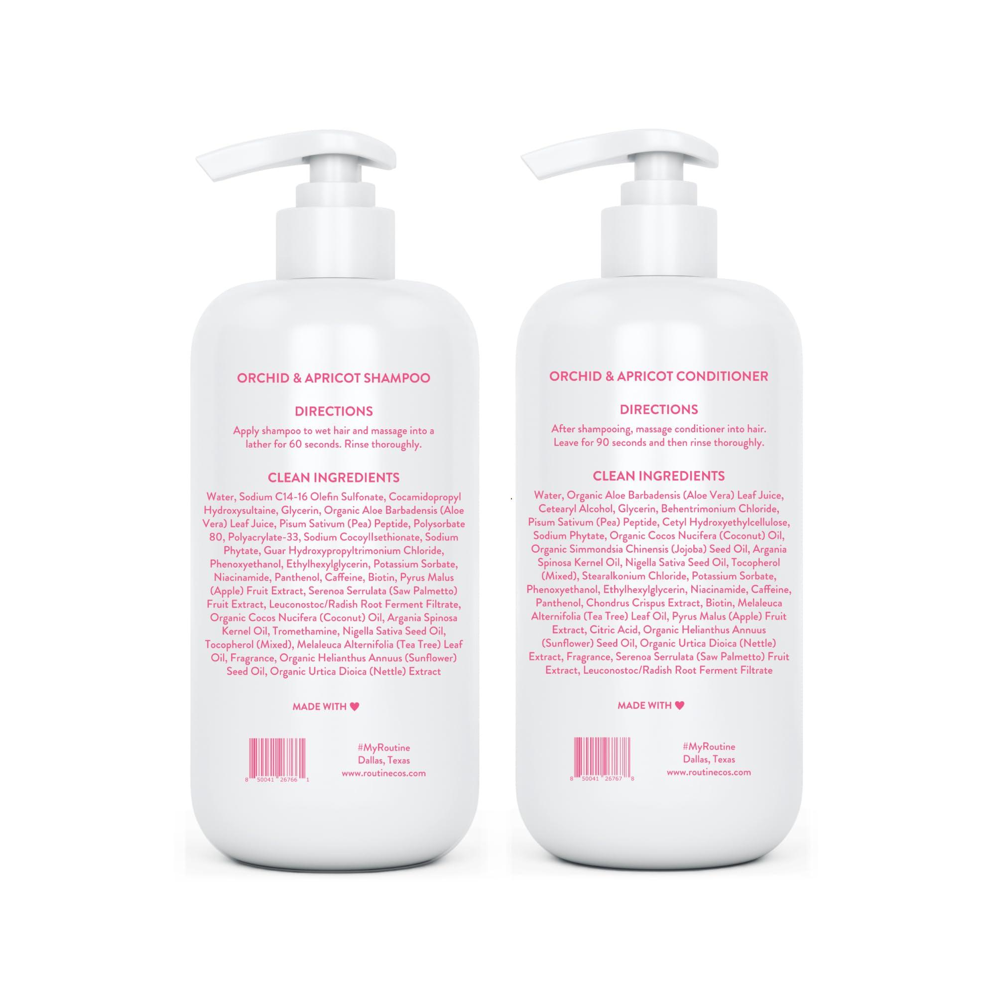 Routine Wellness Routine Wellness Anti-Thinning Shampoo and Conditioner Set for Thinning Hair - Biotin DHT Blocker Women & Men - Color Safe Shampoo for Hair Loss & Healthier Growth - Orchid & Apricot 14oz (Pack of 2)