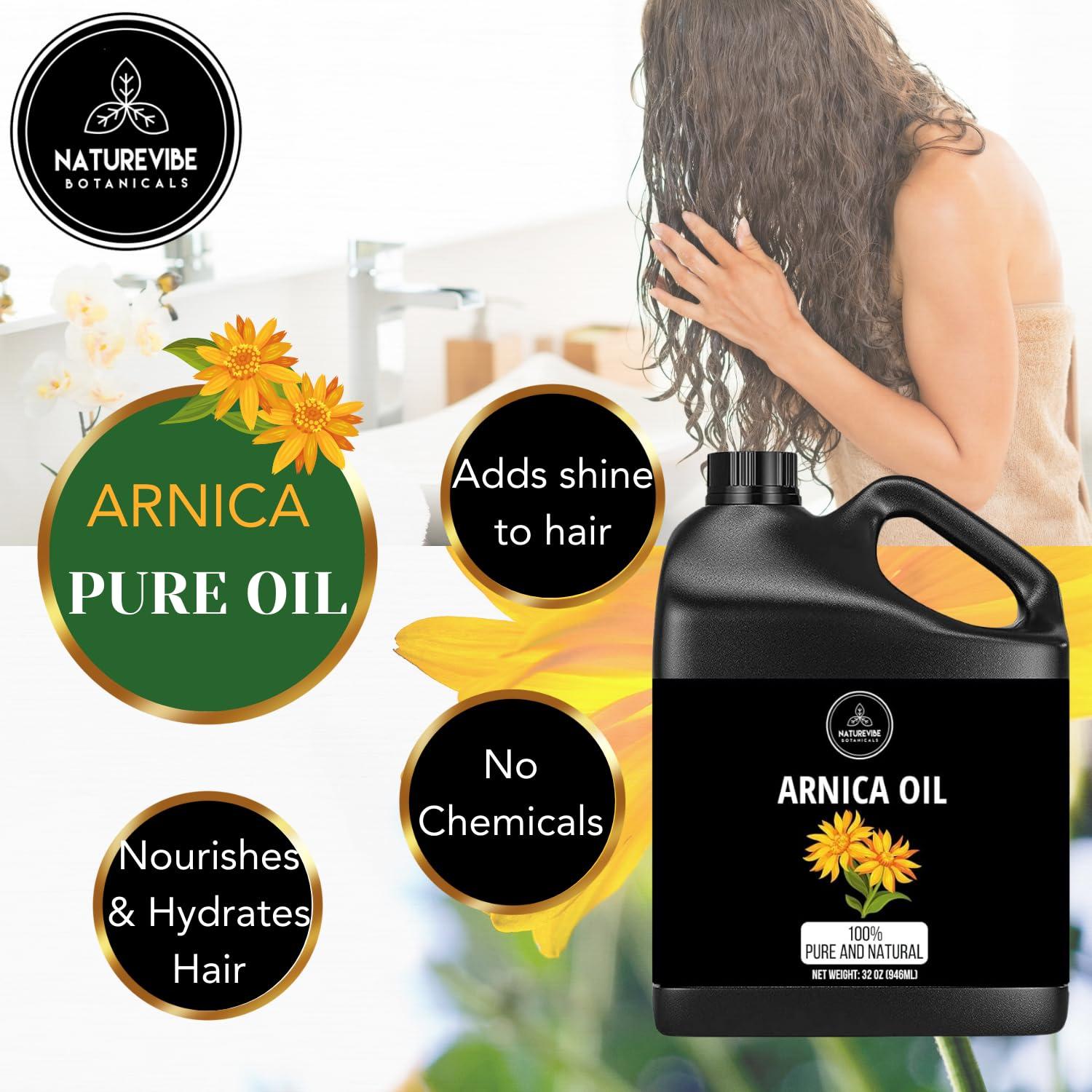 Naturevibe Botanicals Naturevibe Botanicals Arnica Oil 32 Ounces | 100% Pure and Natural | Great for Skin Care and Hair Care