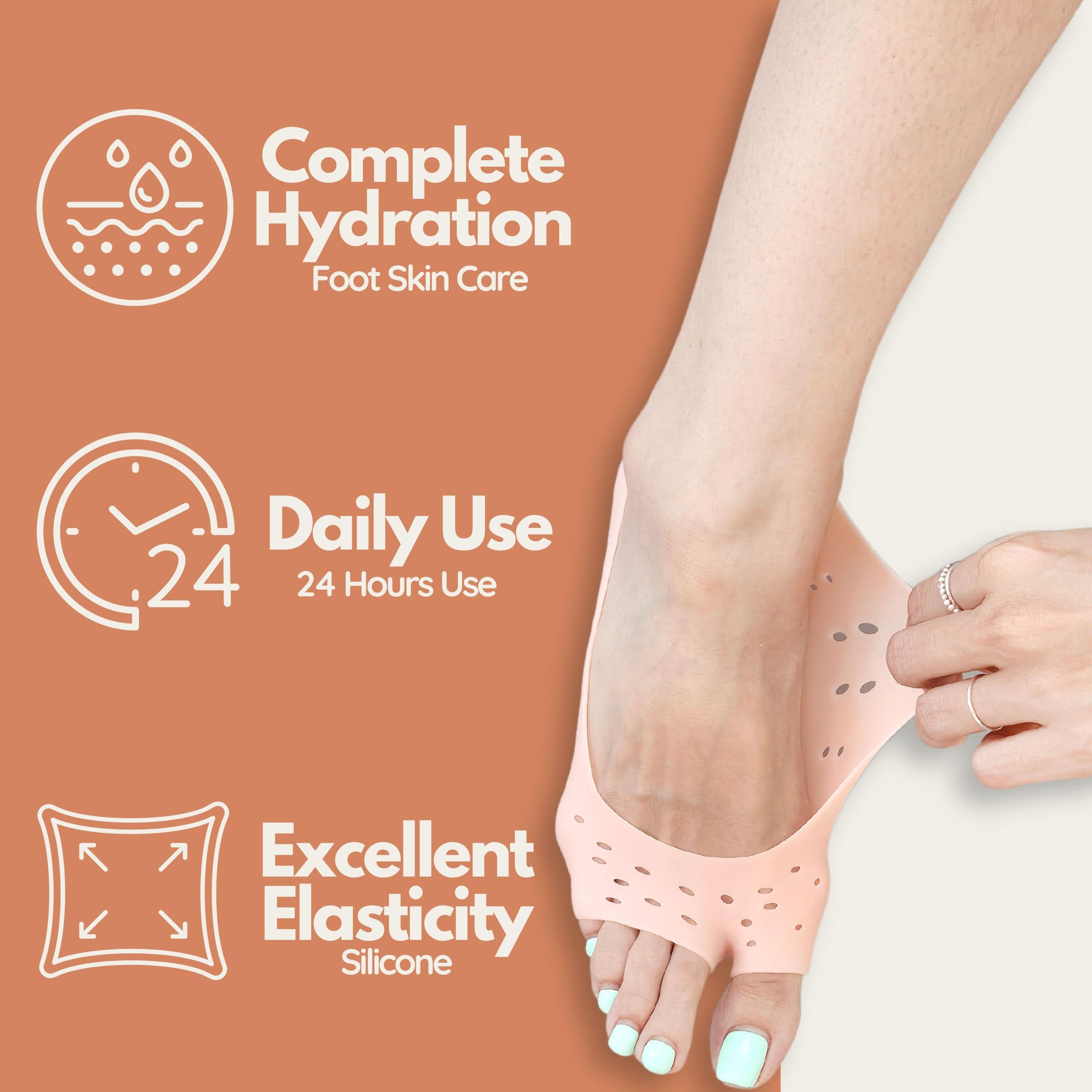 FOOTINSOLE.COM Open-Toe Gel Moisturizing Socks Spa-Quality Hydration for Dry, Cracked Heels Softens & Smooths Feet Unisex (2 Pairs)