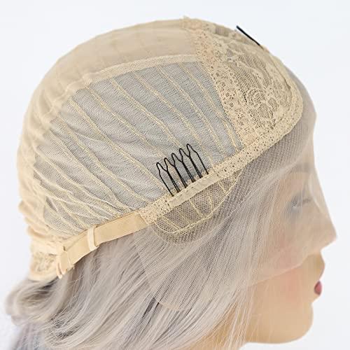 BTWTRY BTWTRY Harley Quinn Cosplay Synthetic Lace Front Wig for White Women Natural Glueless Heat Resistant Fiber Hair Long Wavy Wigs (24inch, Harley Quinn)