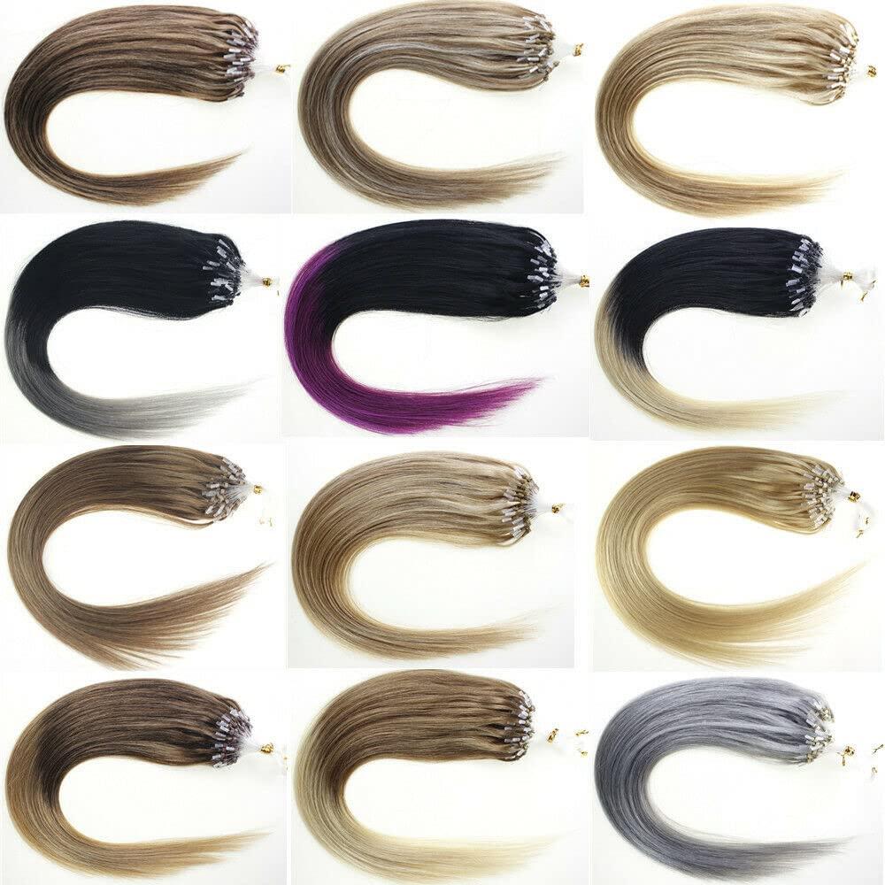 Yotty Yotty Purple Hair Extensions Real Human Hair Micro Ring Loop Micro Beads Link Colored Hair Extensions Lila 18inch 100strands 50gr