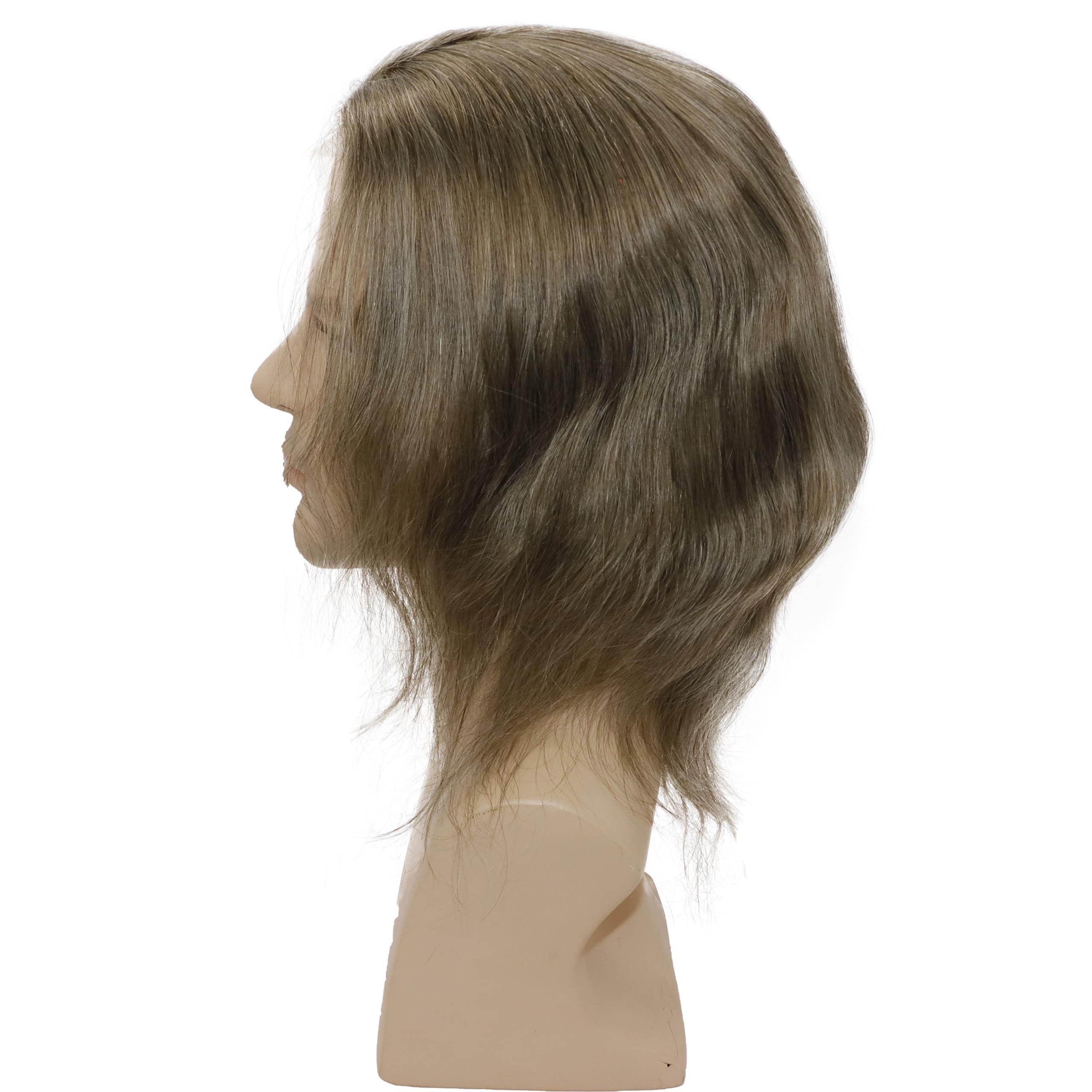 Lishy Lishy 14inch Long Hair Replacement System for Mens Toupee 100% European Virgin Human Hair Pieces Lace Front Man Wigs Men Hairpieces 10x8inches (Straight, #17 Light Blonde Brown Color)