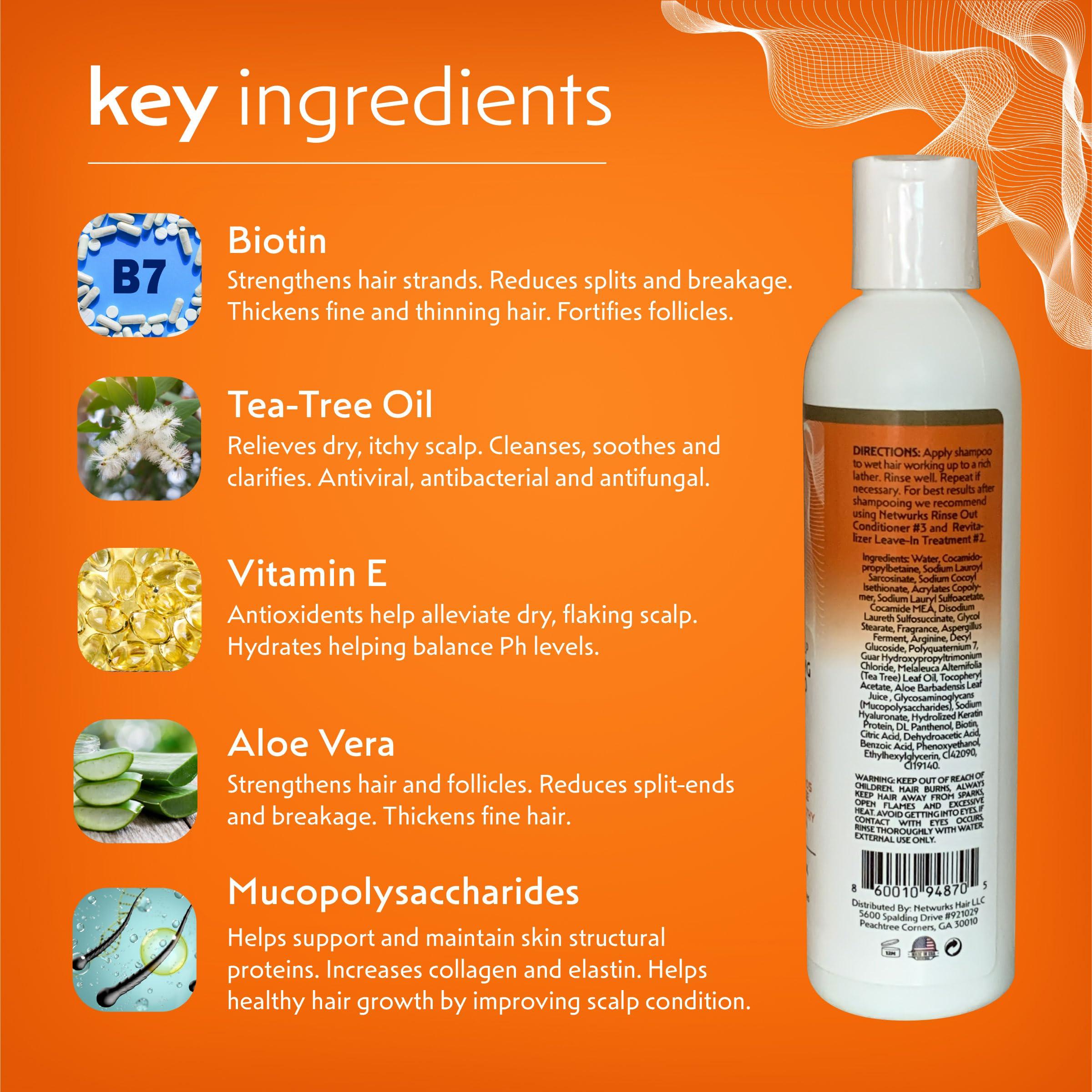 NetWurks Hair & Scalp Regrowth Bundle, Restores Scalp Health & Promotes Hair Growth, Shampoo 8oz & Regrowth Oil 2oz with Biotin, Netwurks