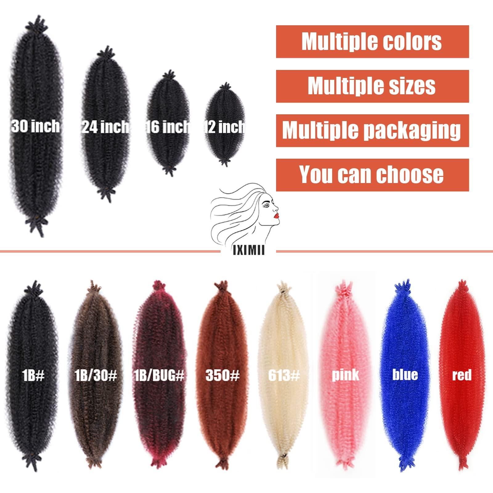 IXIMII IXIMII 6 Packs #1B Springy Afro Twist Hair 12 Inch Pre-Separated Marely Twist Braiding Hair Soft Natural Black Crochet Spring Twist Synthetic Hair Extensions for Women