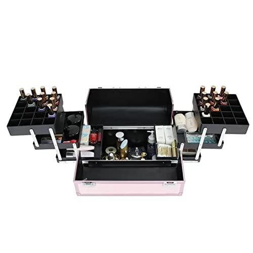 HJXGQJM Hard Shell Vanity Cases Portable Water Proof Cosmetic Travel Case, Cosmetic Case For Women Girl, Cosmetic Case With Lock,Travel Makeup Train Case, For Nail Supplies Cosmetology Case, Pink cosmetic cas