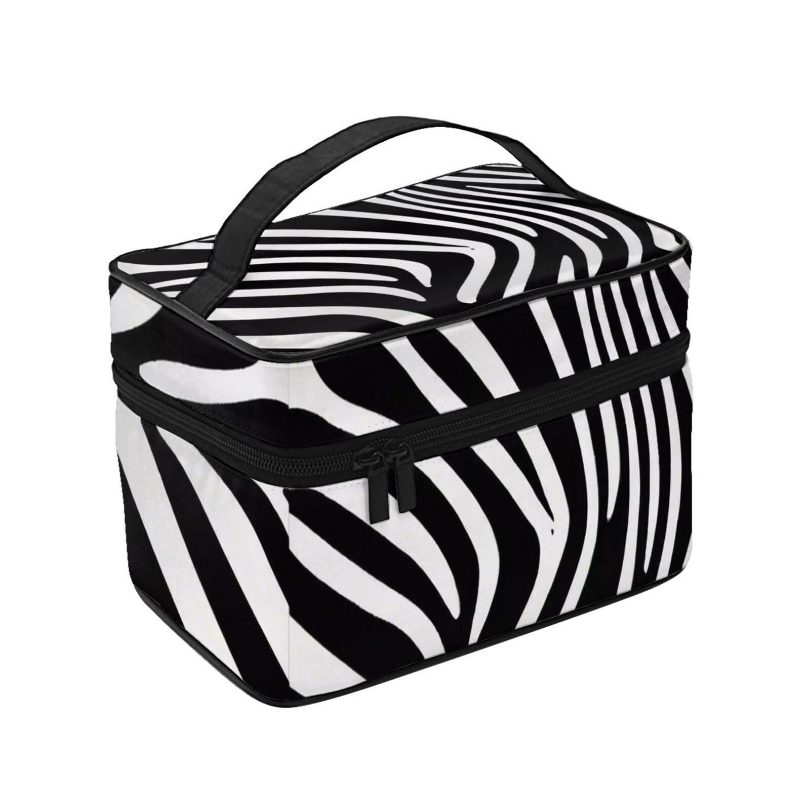 QASDFGHR QASDFGHR Small Striking Zebra Print Makeup Bag,Travel Cosmetic Bag with Zipper for Women Square Make Up Bags Organizer