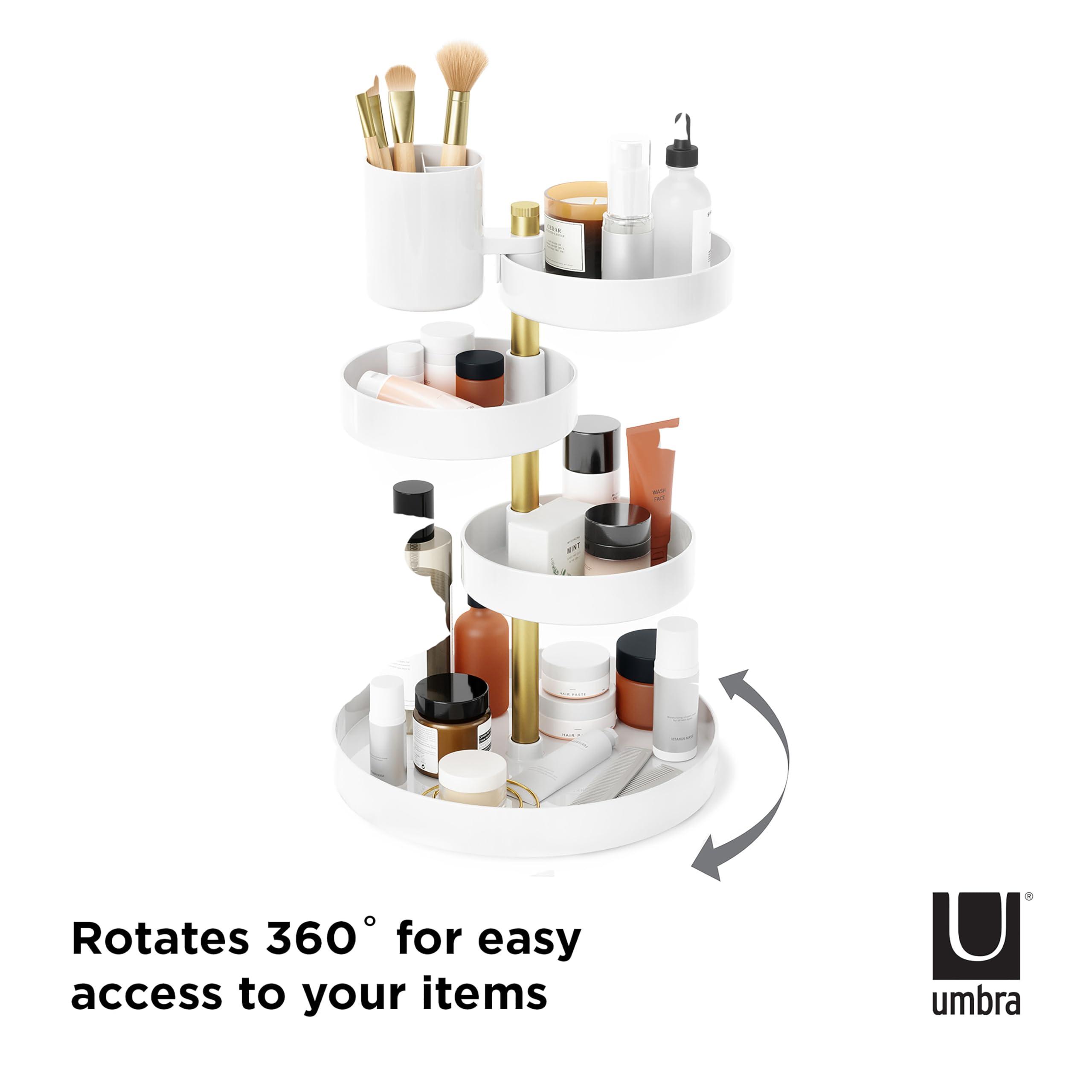 Umbra Umbra Pirouette Cosmetic Organizer, White/Brass